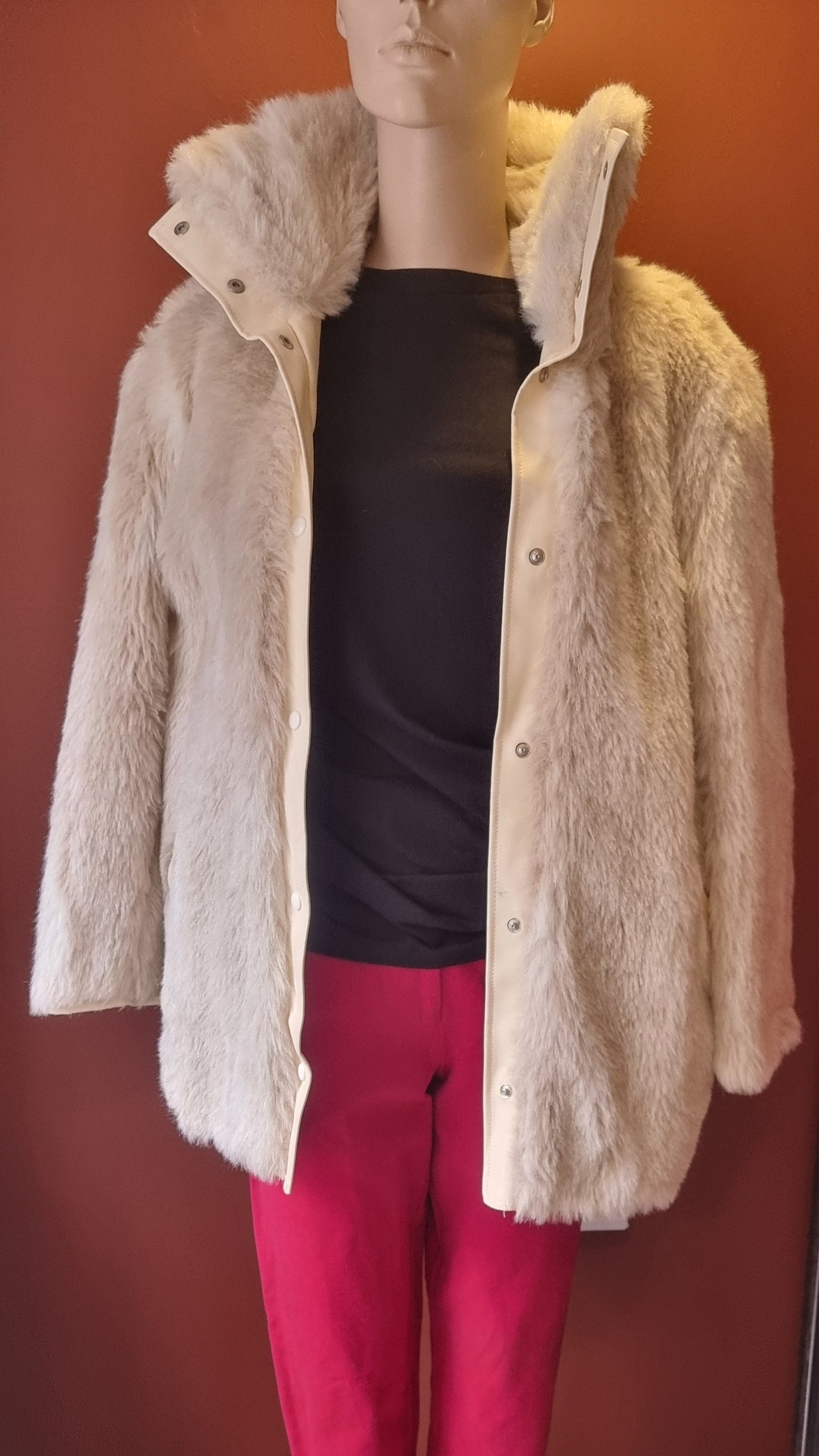 White Faux Fox Fur Coat