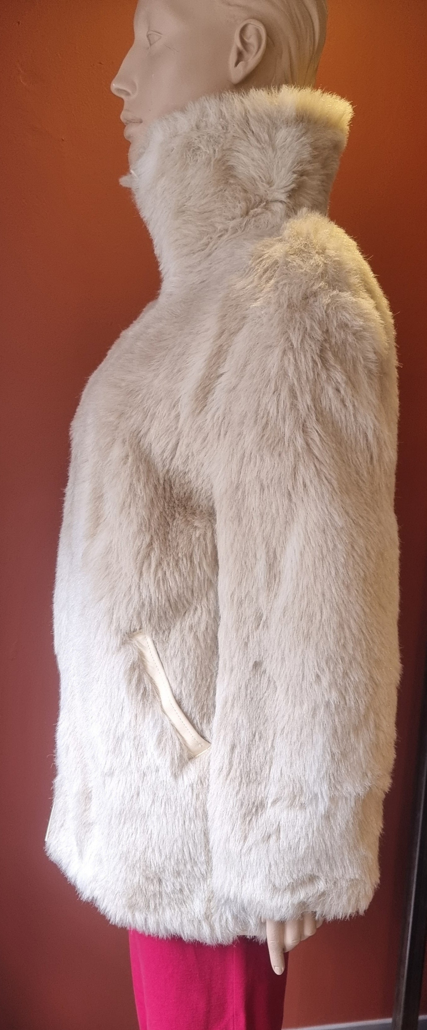 White Faux Fox Fur Coat