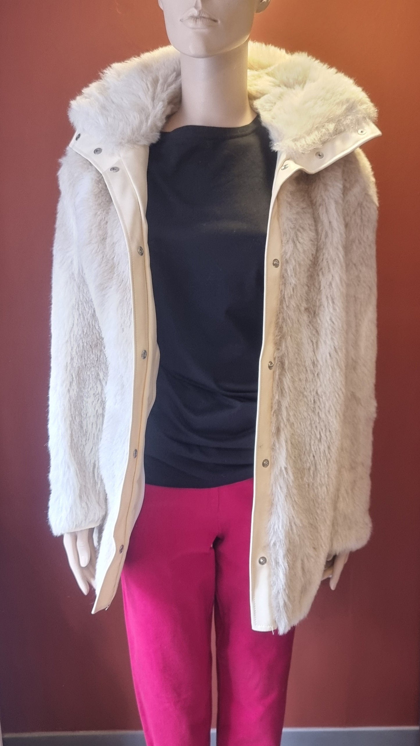 White Faux Fox Fur Coat