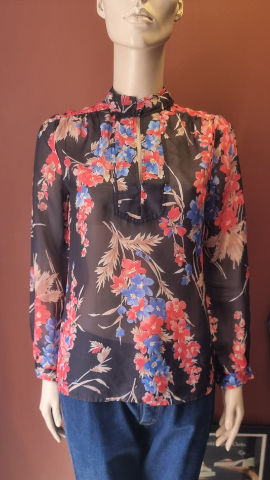 1970's Sheer Floral Blouse