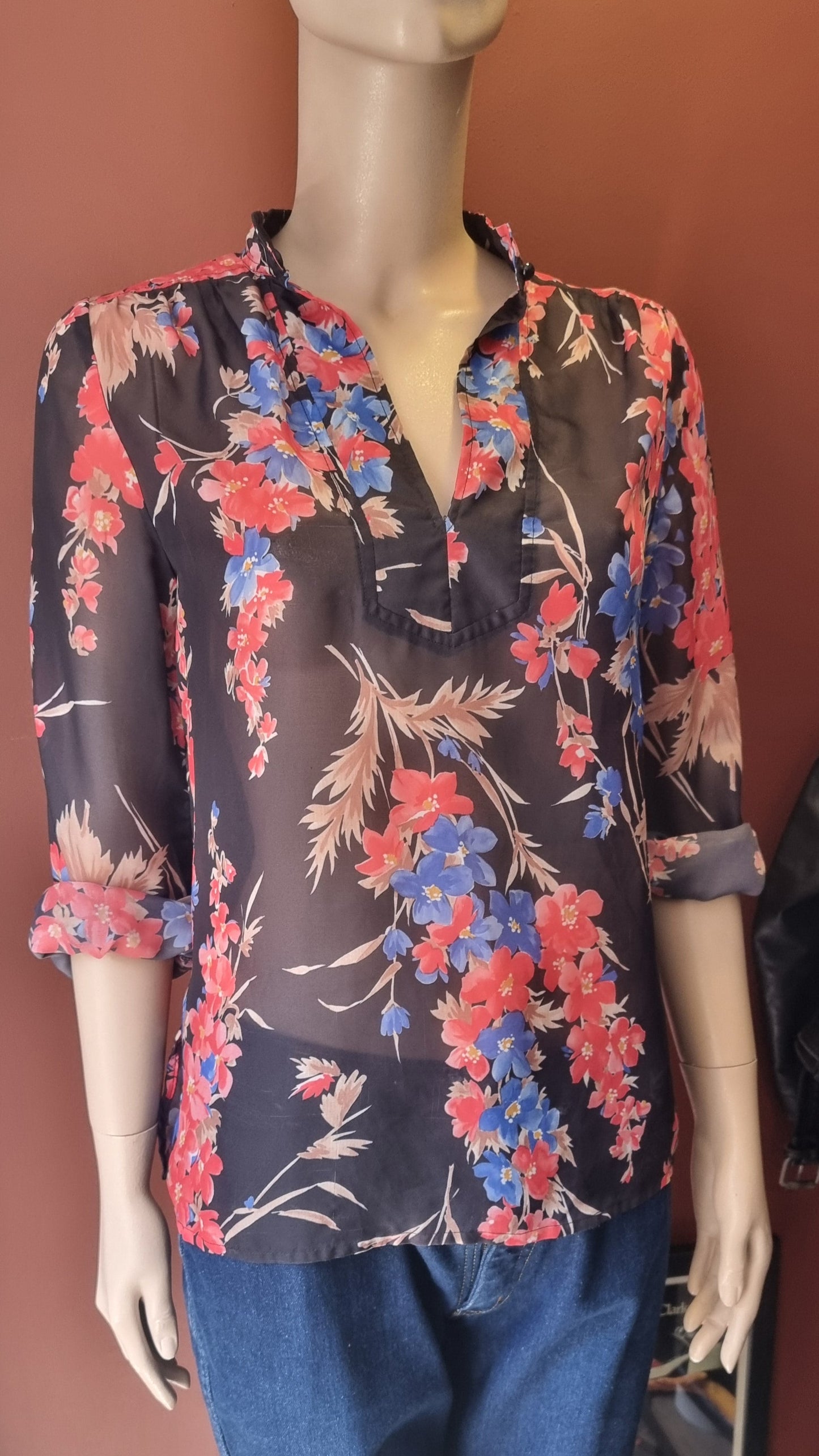 1970's Sheer Floral Blouse