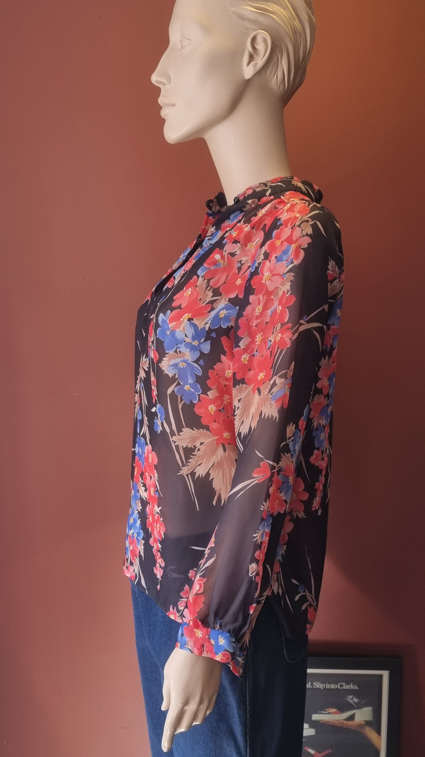 1970's Sheer Floral Blouse