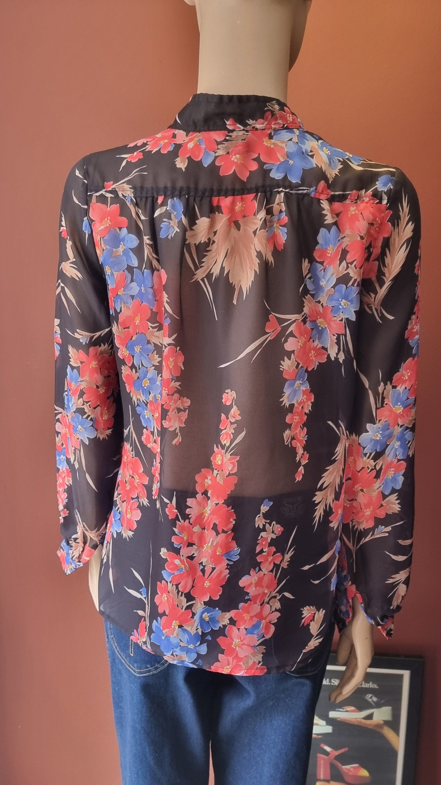 1970's Sheer Floral Blouse