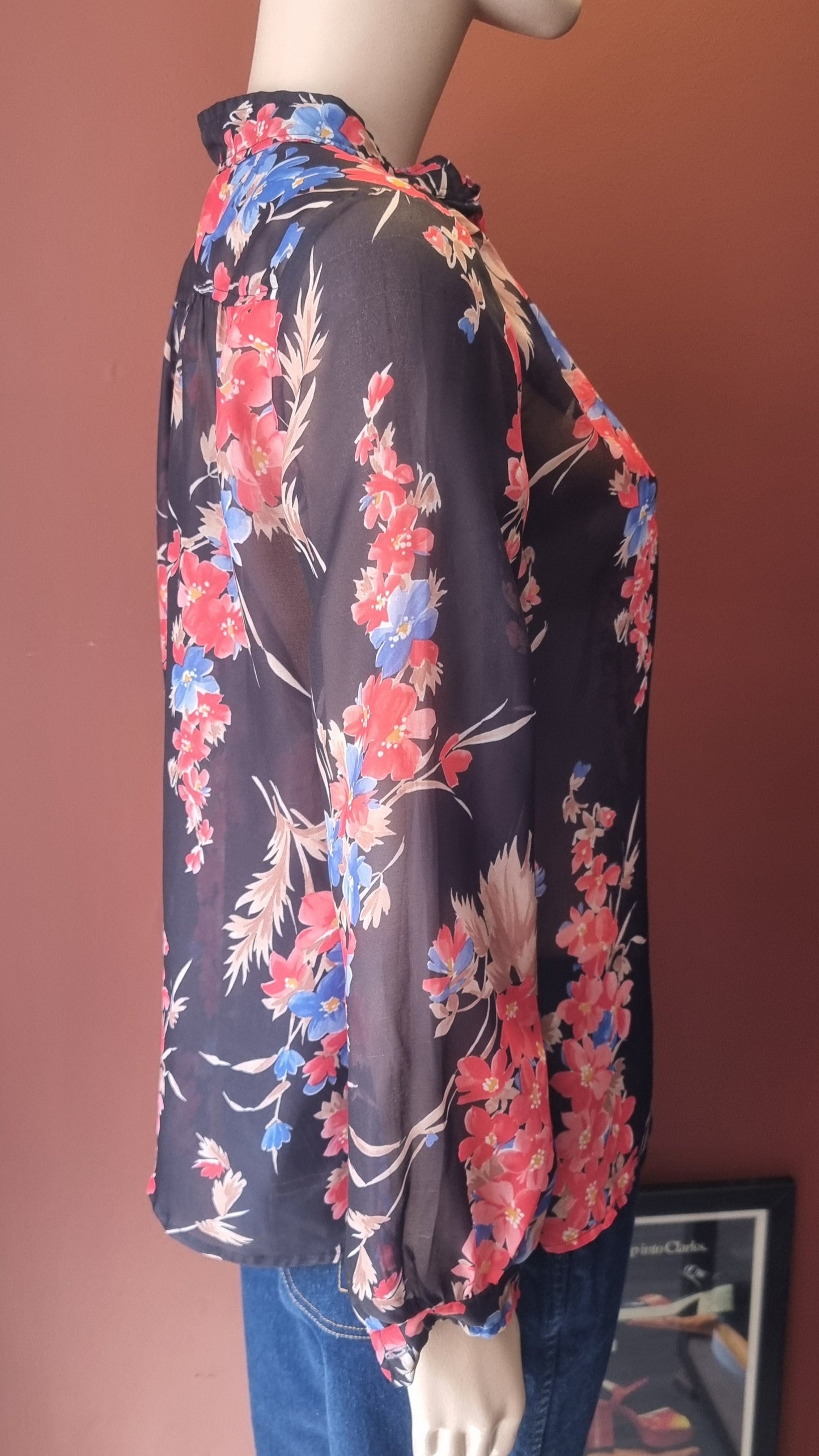 1970's Sheer Floral Blouse