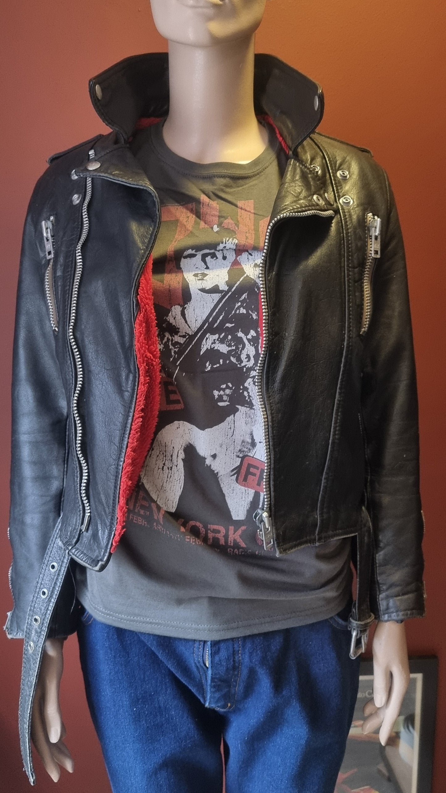 Danish Vintage Leather Cropped Biker Jacket