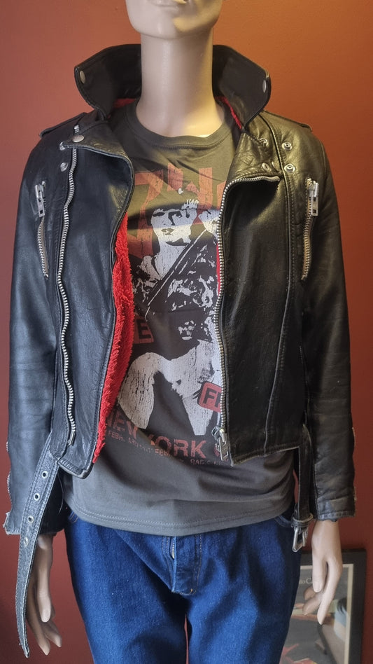 Danish Vintage Leather Cropped Biker Jacket