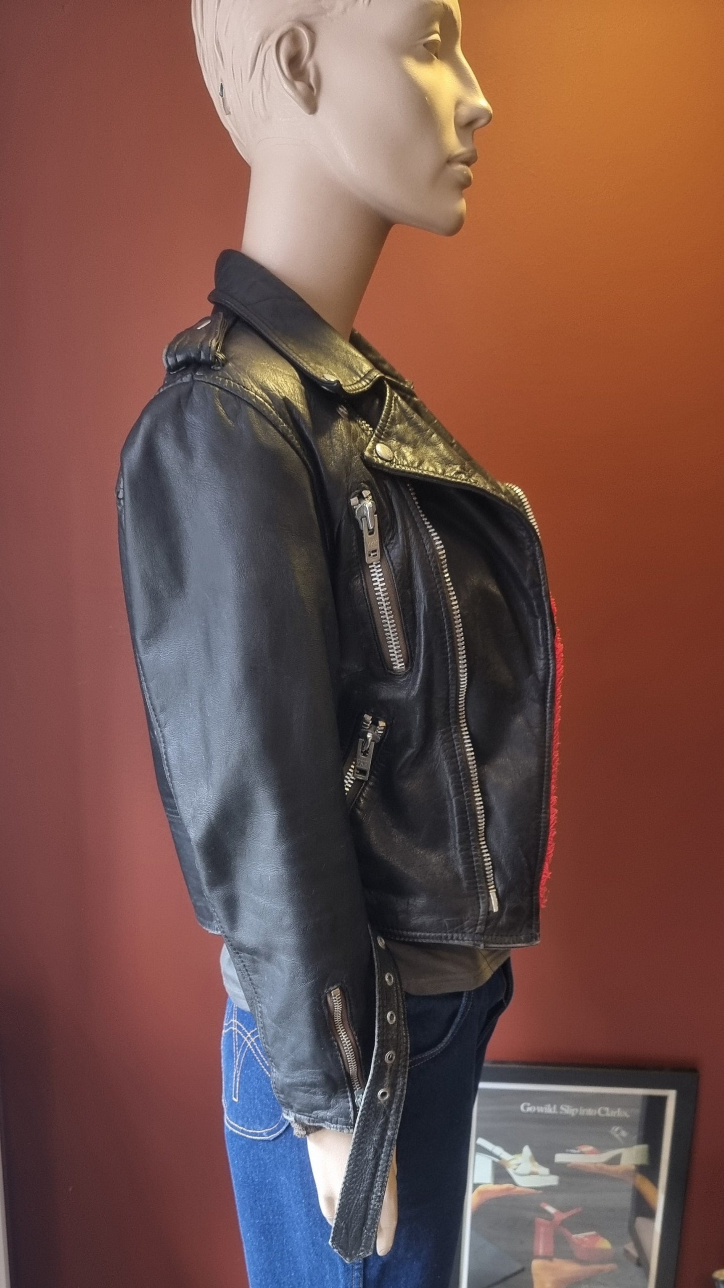 Danish Vintage Leather Cropped Biker Jacket