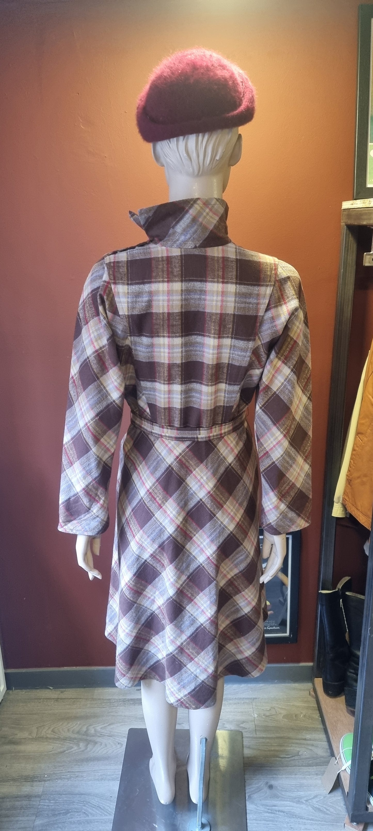 1970's Plaid Batwing Dress