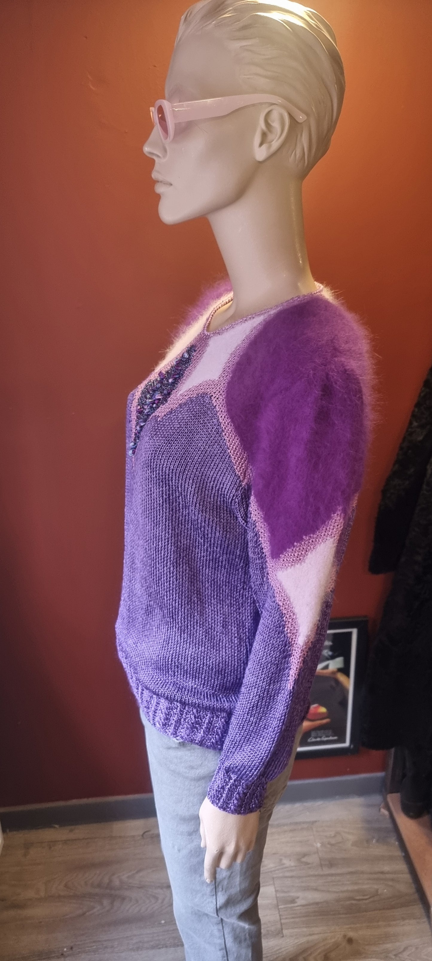 80s Angora Blend Purple Jumper
