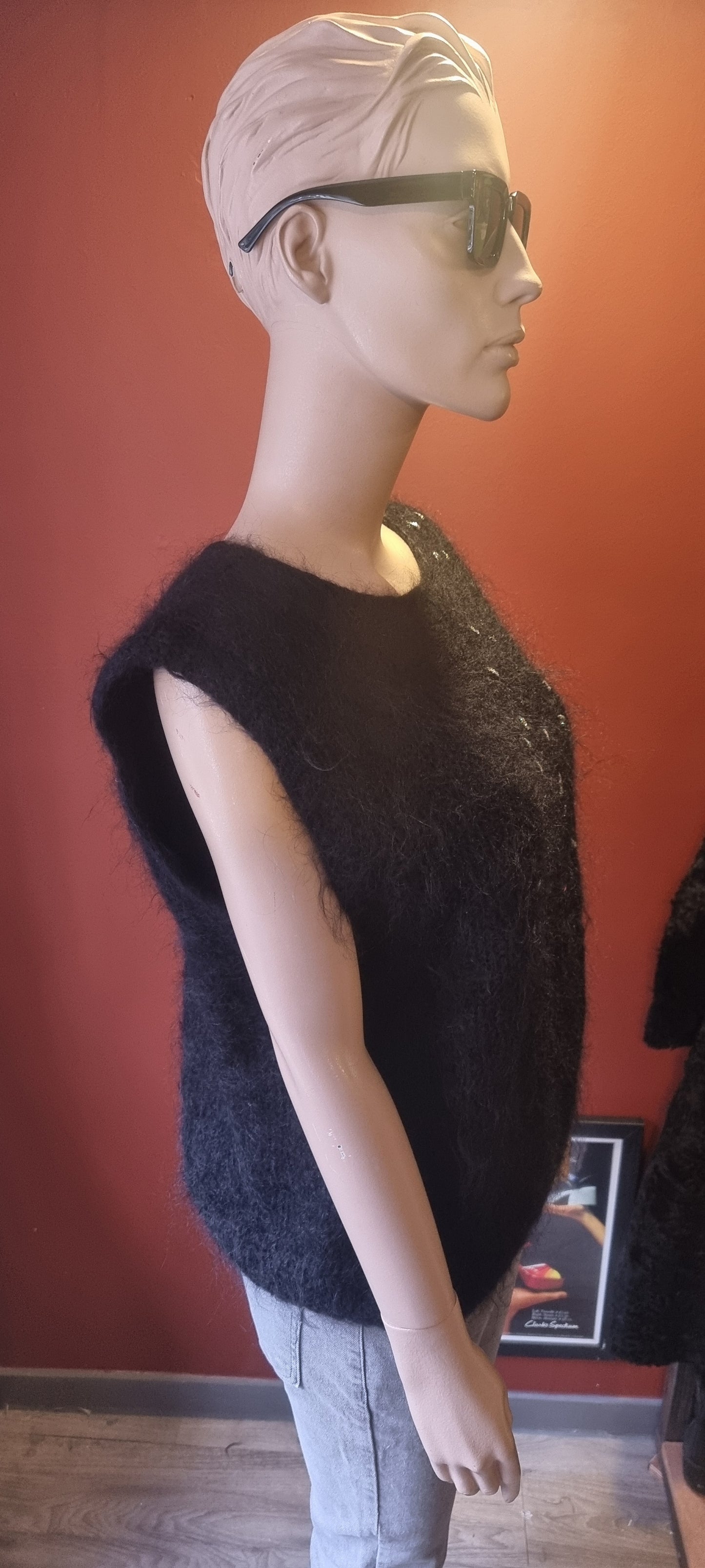 Black Wool Blend Knitted Vest