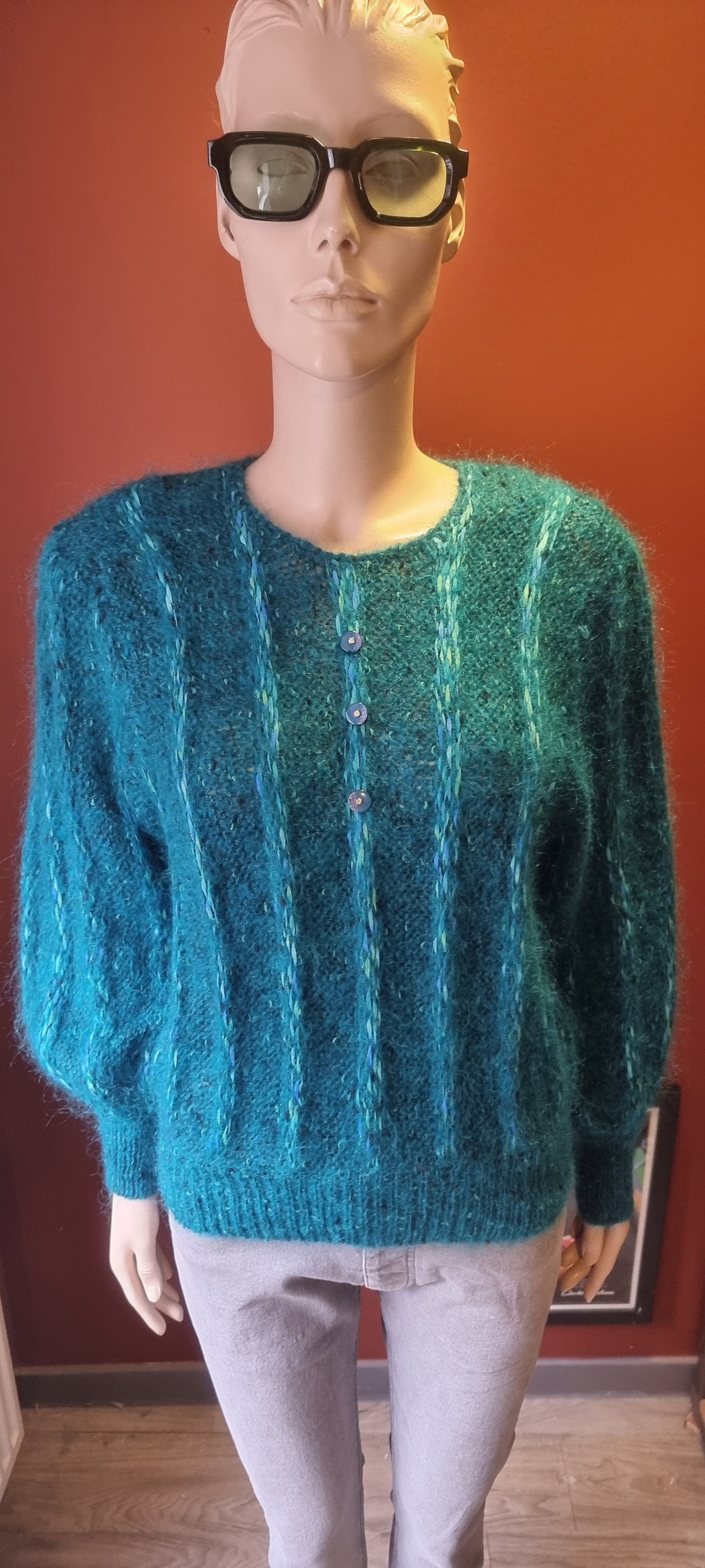 Vintage Teal Knit Jumper