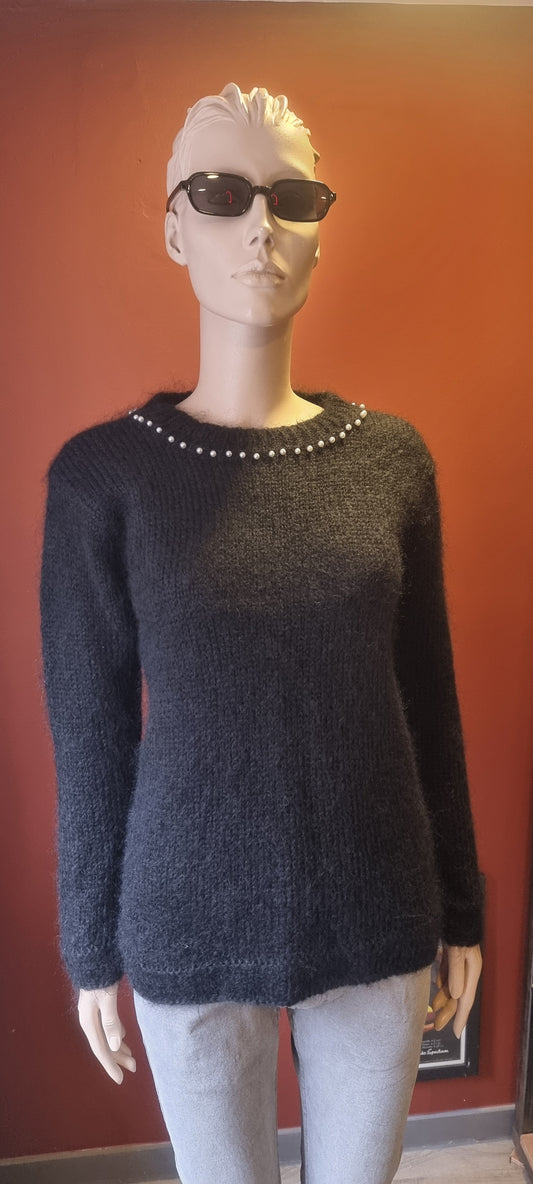 Vintage Black Pearl Knitted Jumper