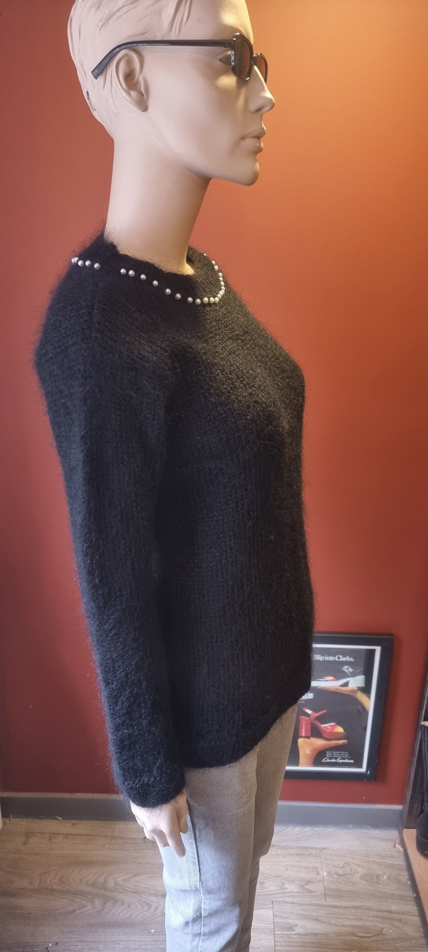 Vintage Black Pearl Knitted Jumper
