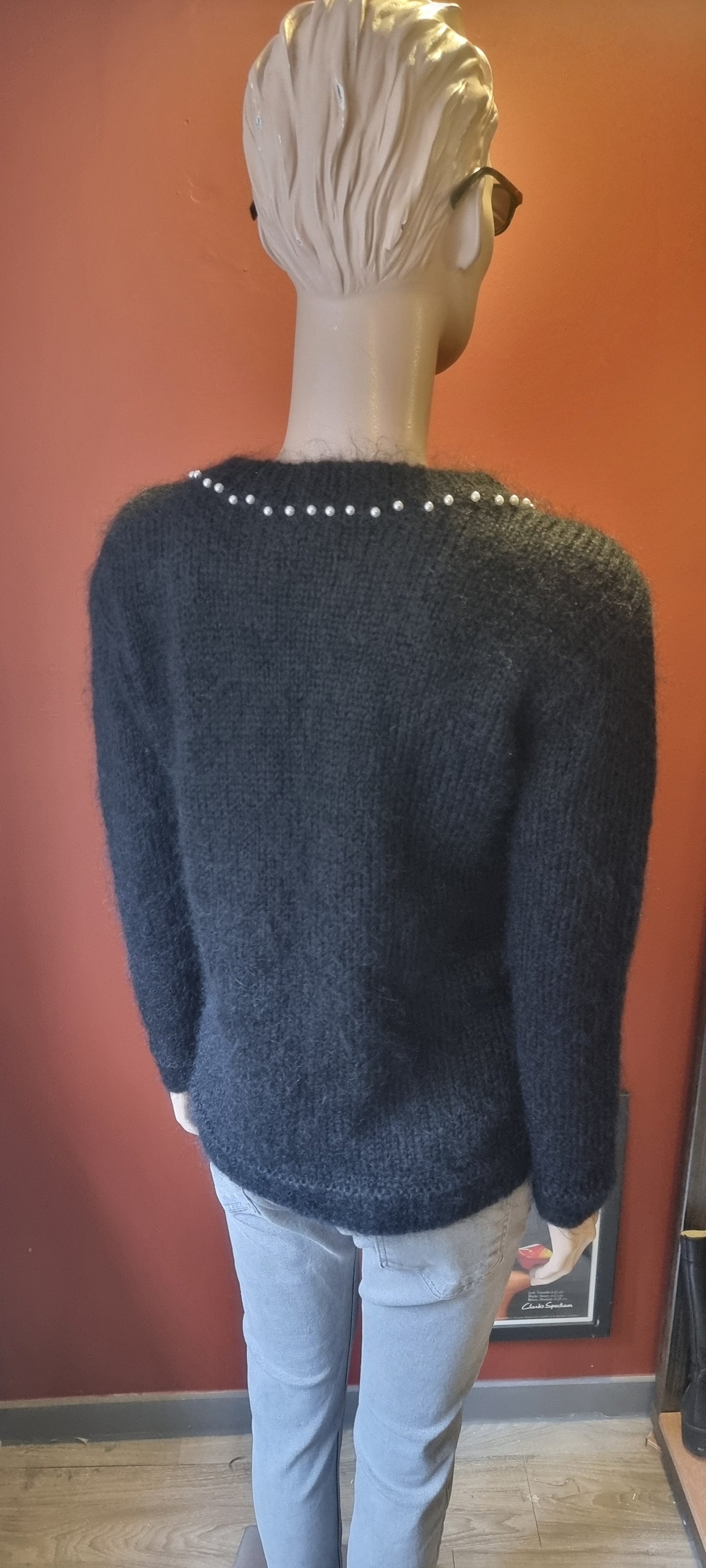 Vintage Black Pearl Knitted Jumper