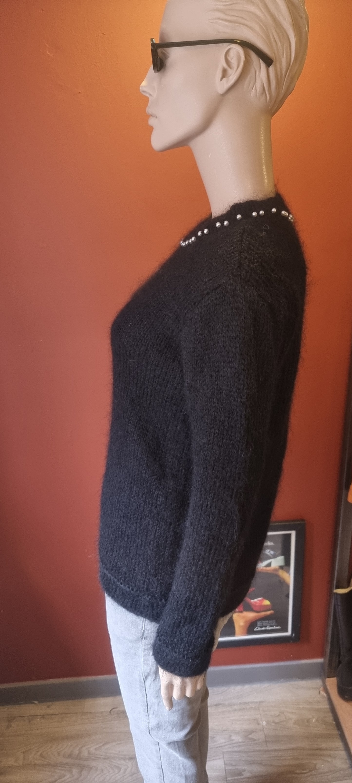 Vintage Black Pearl Knitted Jumper