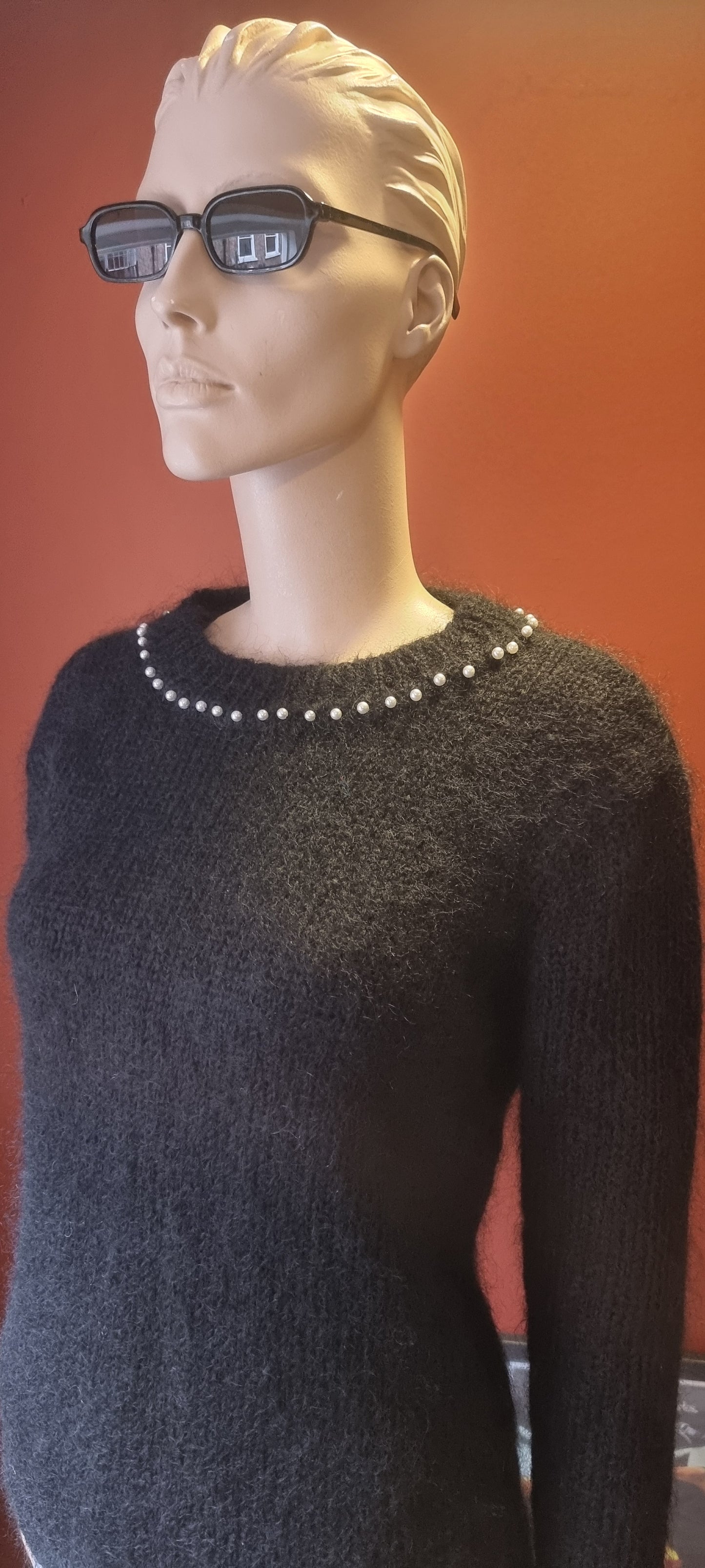 Vintage Black Pearl Knitted Jumper