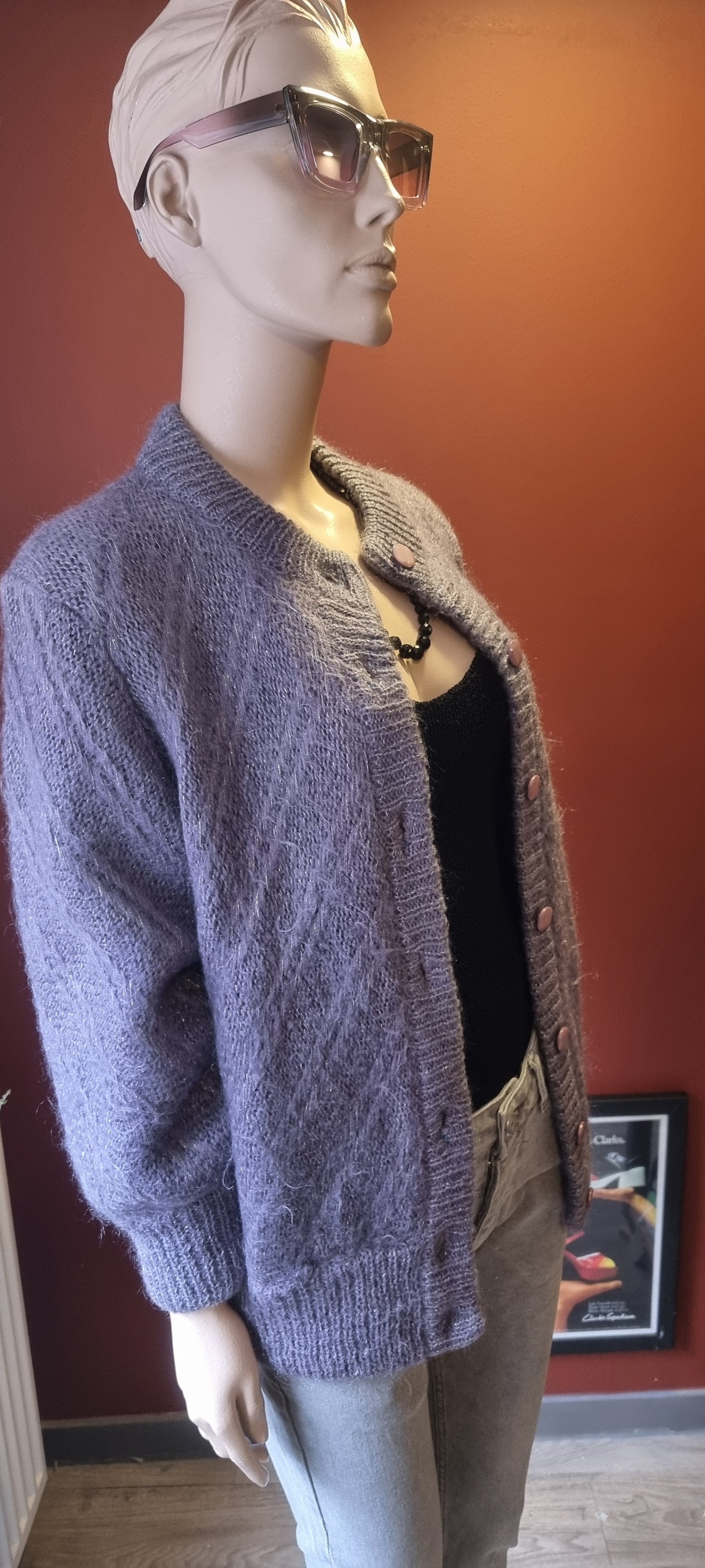 Lavender Mohair Knit Cardigan