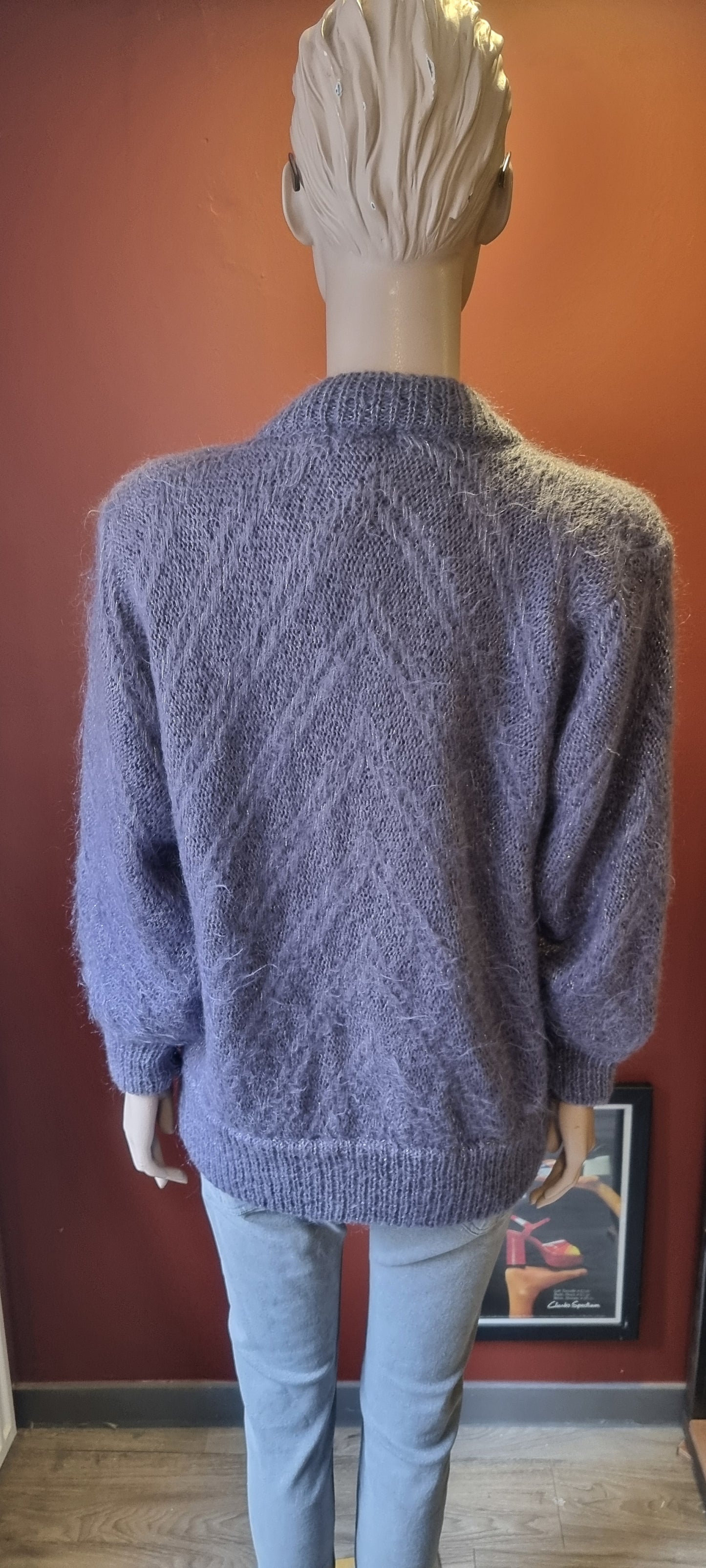 Lavender Mohair Knit Cardigan