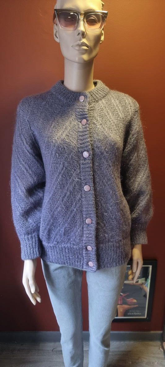 Lavender Mohair Knit Cardigan