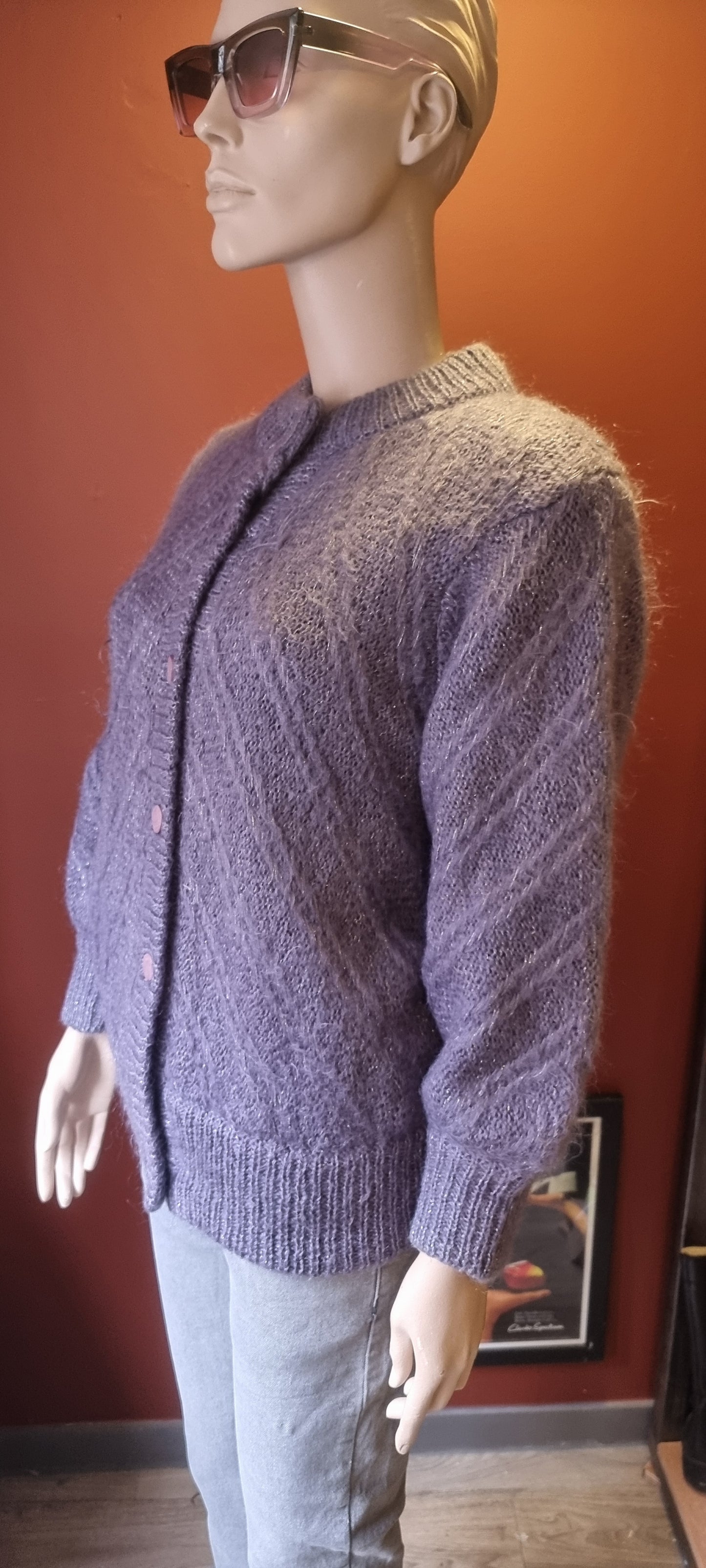 Lavender Mohair Knit Cardigan
