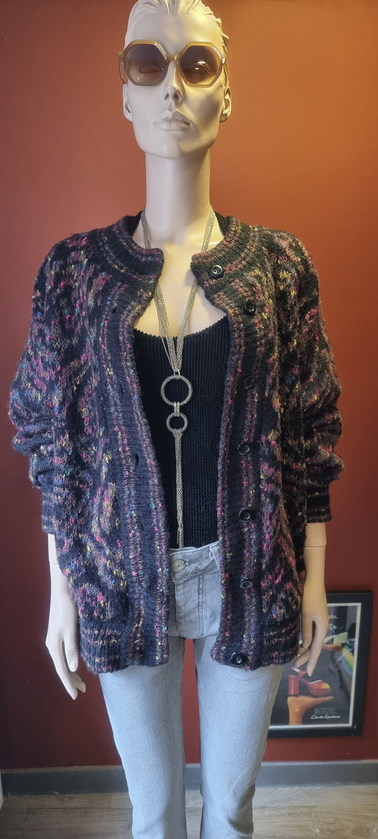 Vintage Mohair Chunky-Knit Cardigan
