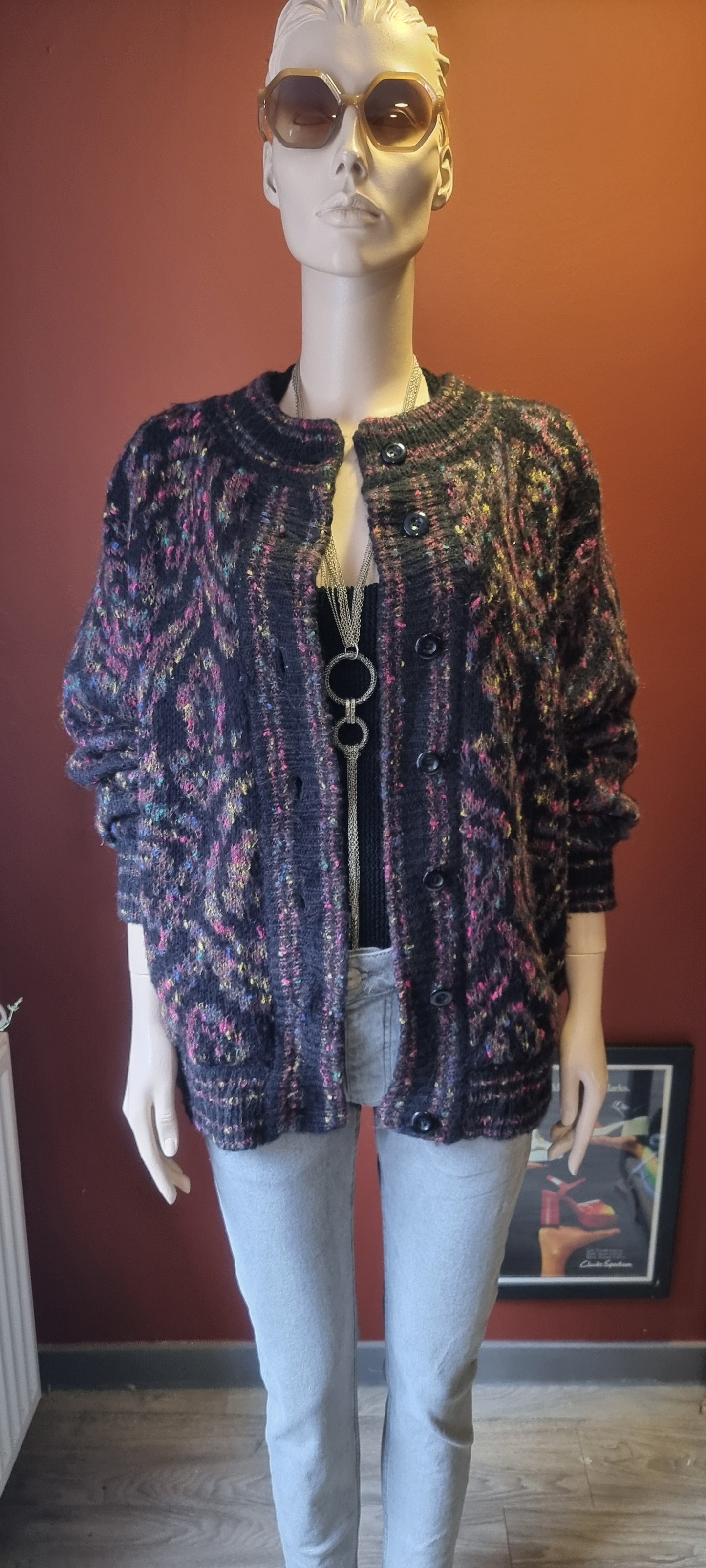 Vintage Mohair Chunky-Knit Cardigan