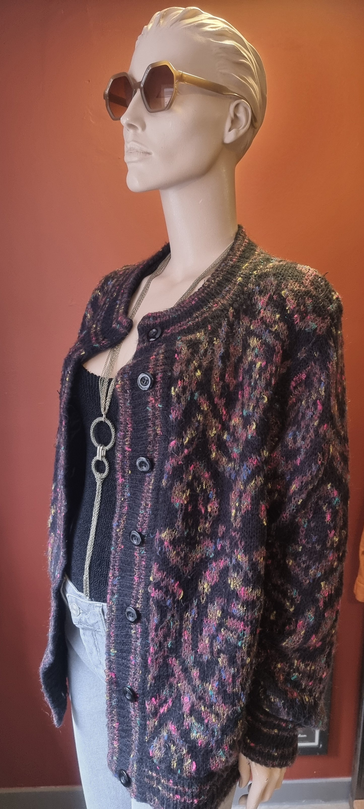 Vintage Mohair Chunky-Knit Cardigan