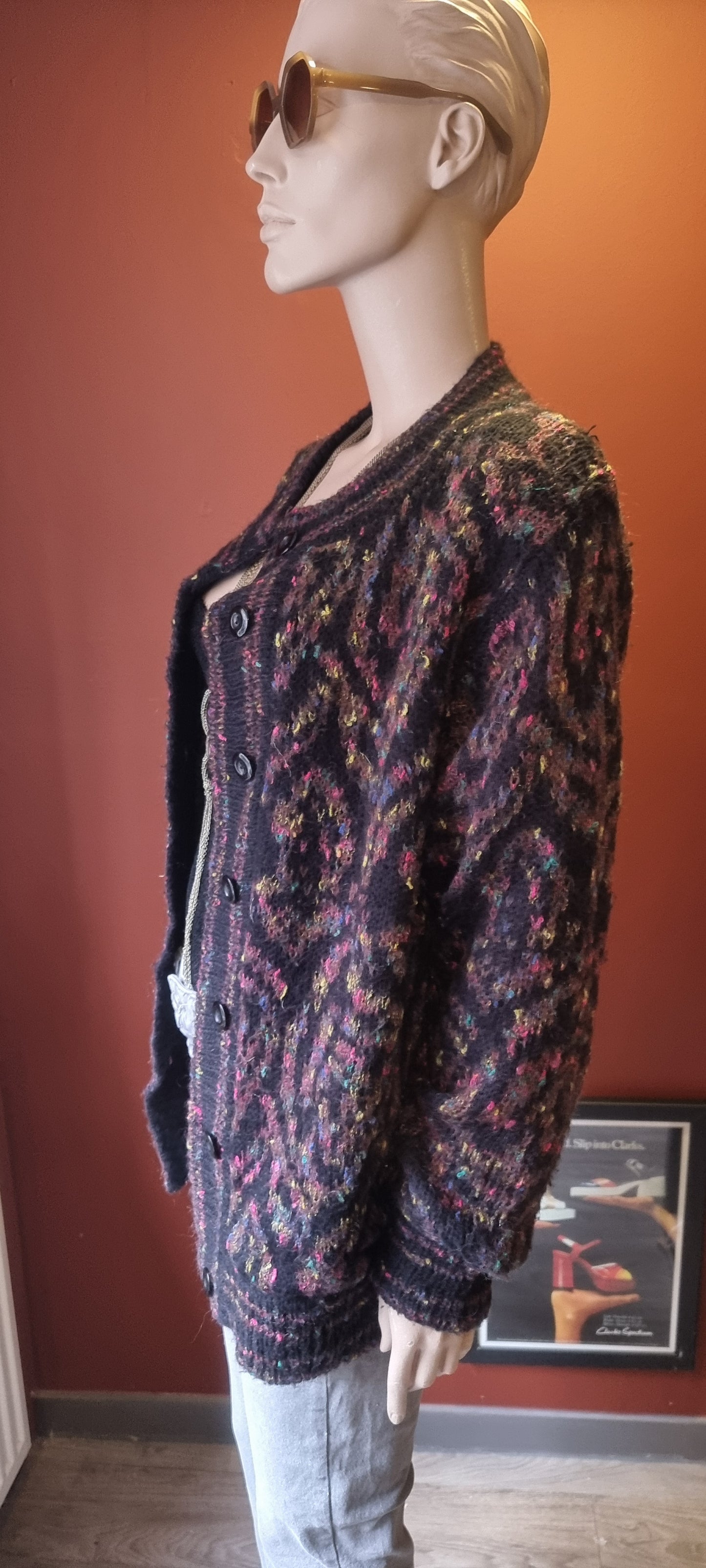 Vintage Mohair Chunky-Knit Cardigan