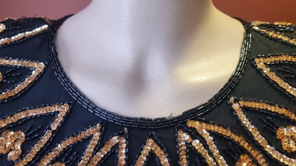 John Charles Sequin Feather Evening Dress