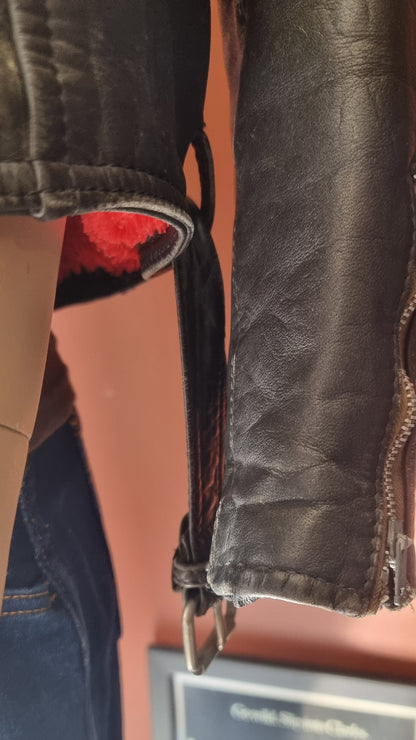 Danish Vintage Leather Cropped Biker Jacket