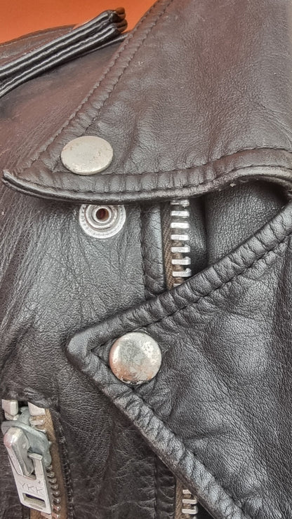 Danish Vintage Leather Cropped Biker Jacket