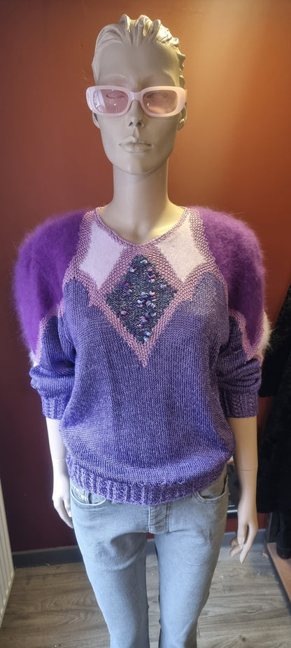 80s Angora Blend Purple Jumper