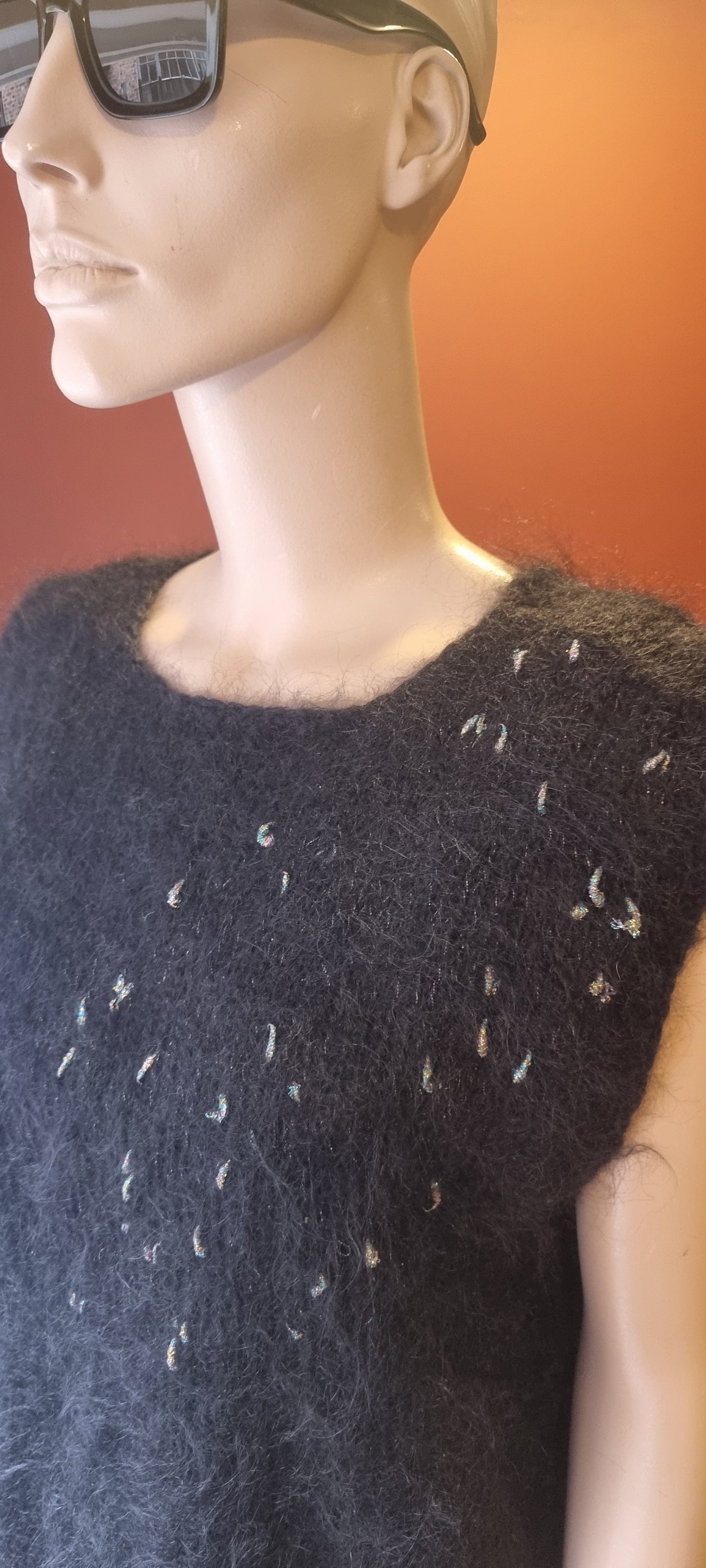 Black Wool Blend Knitted Vest