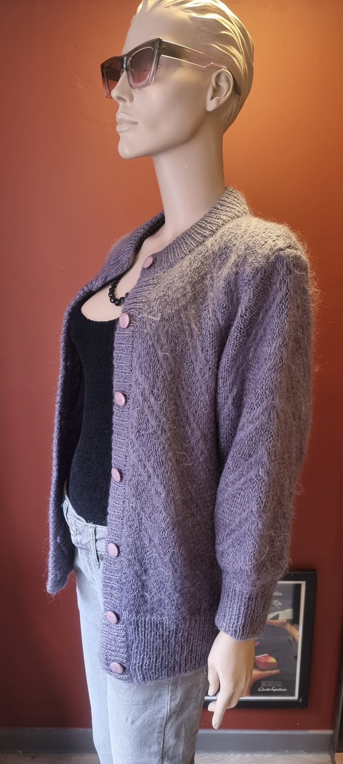 Lavender Mohair Knit Cardigan
