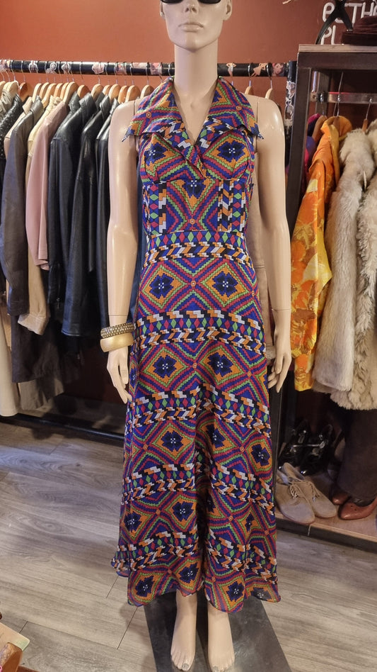 Vintage 70's Halter Maxi Dress