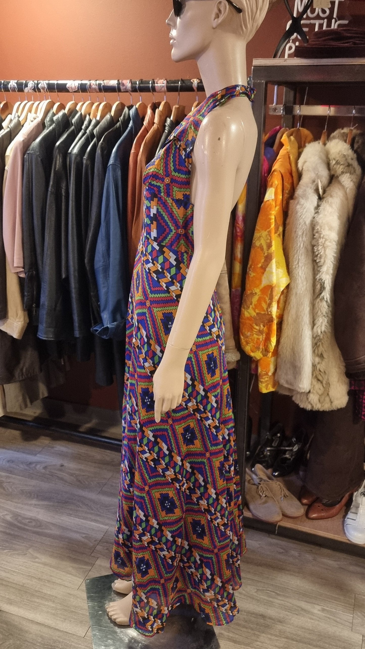 Vintage 70's Halter Maxi Dress