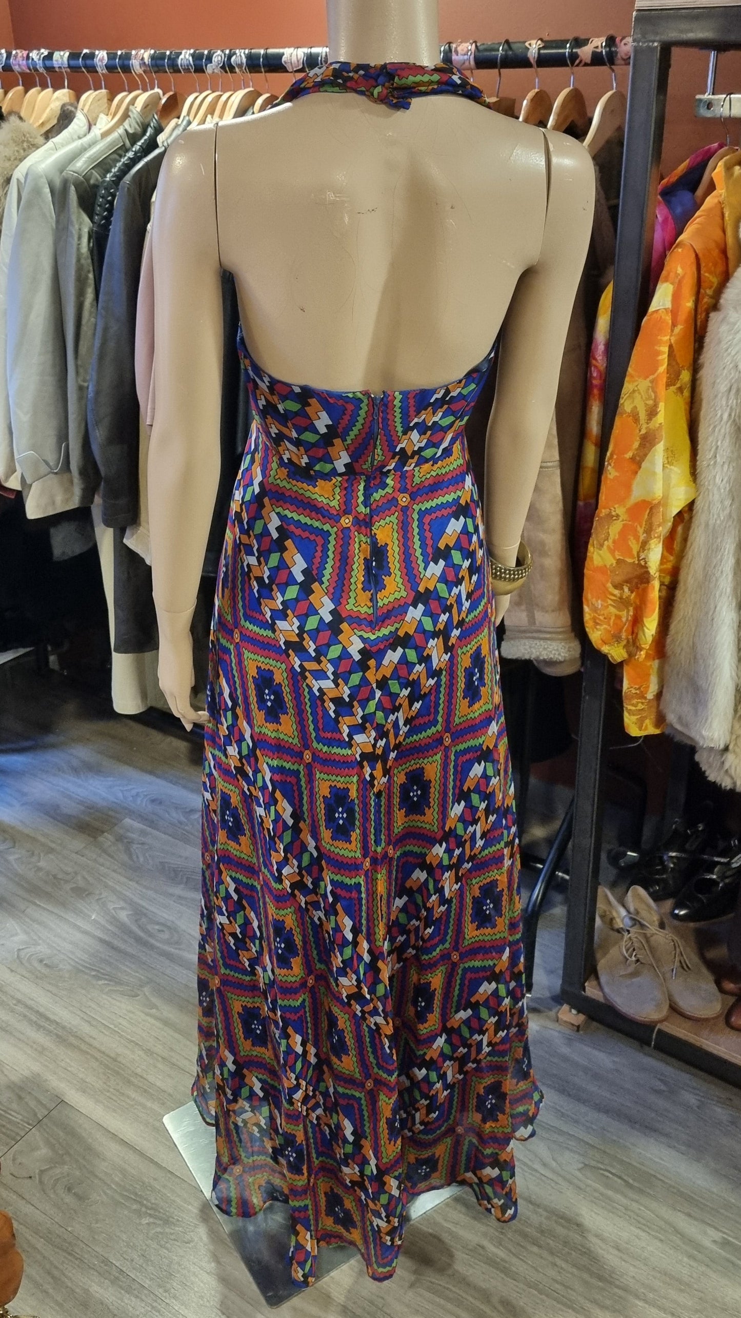 Vintage 70's Halter Maxi Dress