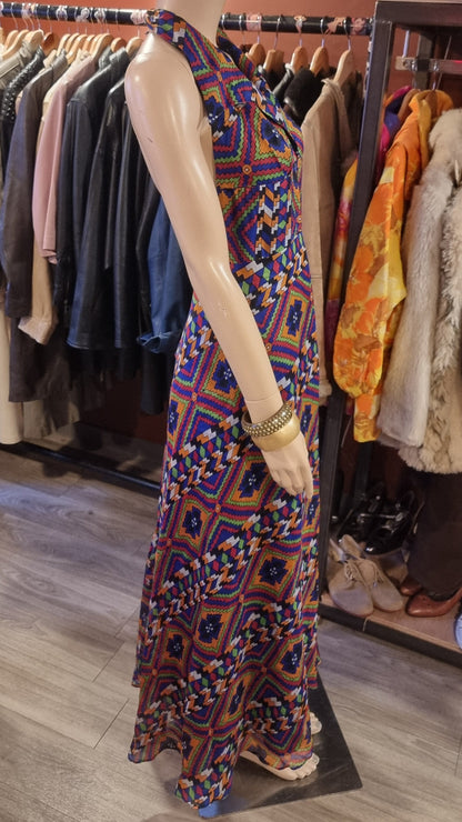 Vintage 70's Halter Maxi Dress