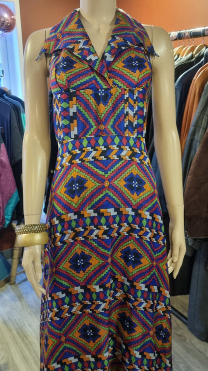 Vintage 70's Halter Maxi Dress