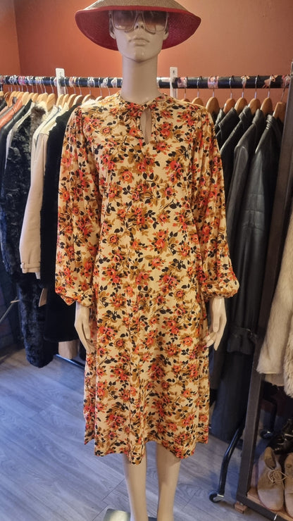 70s Handmade Floral Midi Dress