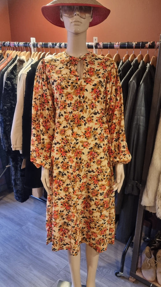 70s Handmade Floral Midi Dress