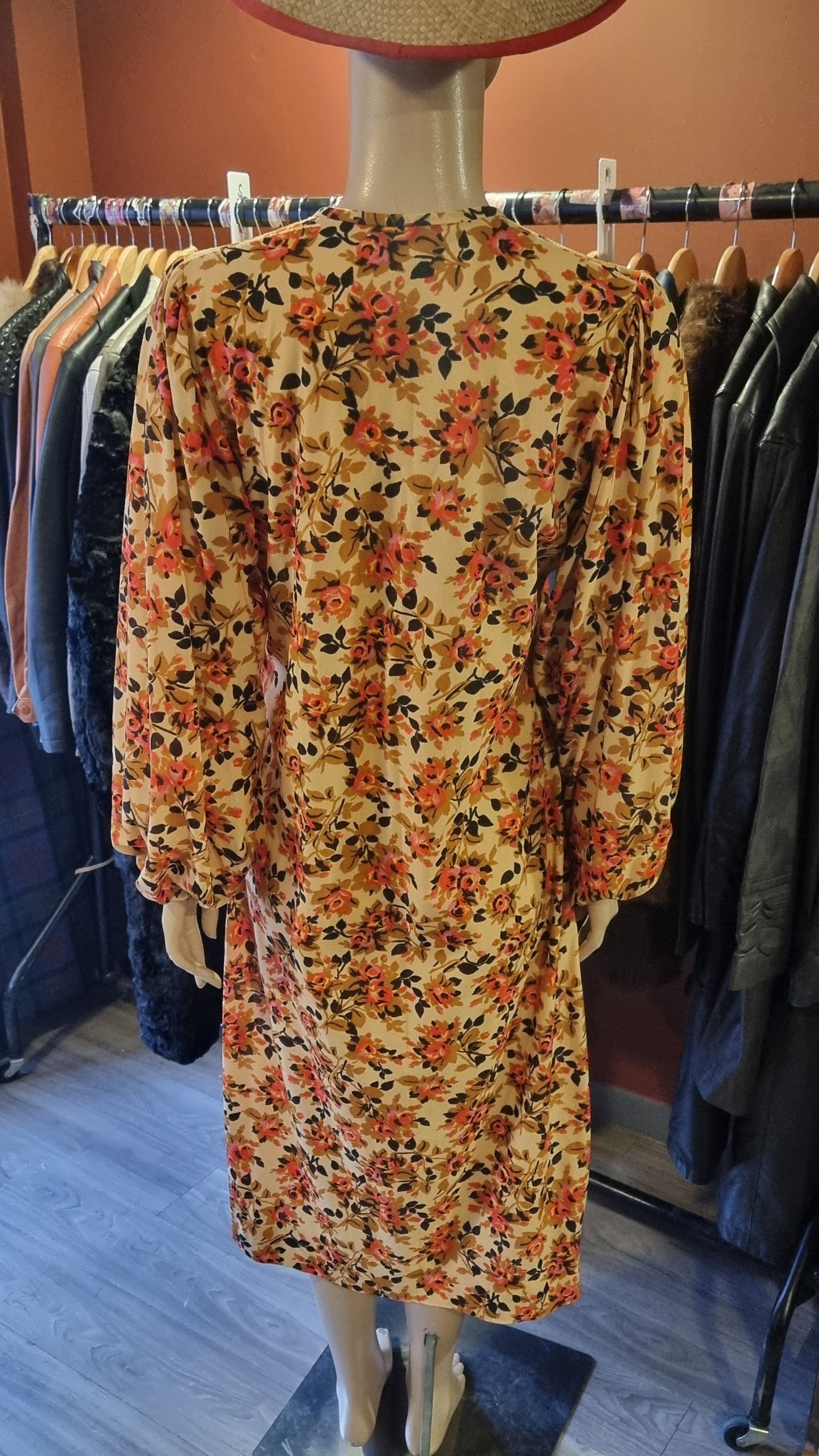 70s Handmade Floral Midi Dress