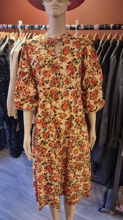 70s Handmade Floral Midi Dress